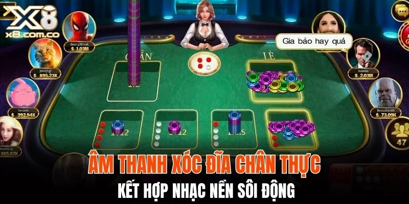 Game bài X8 Club sở hữu âm thanh chân thực kết hợp nhạc nền sôi động