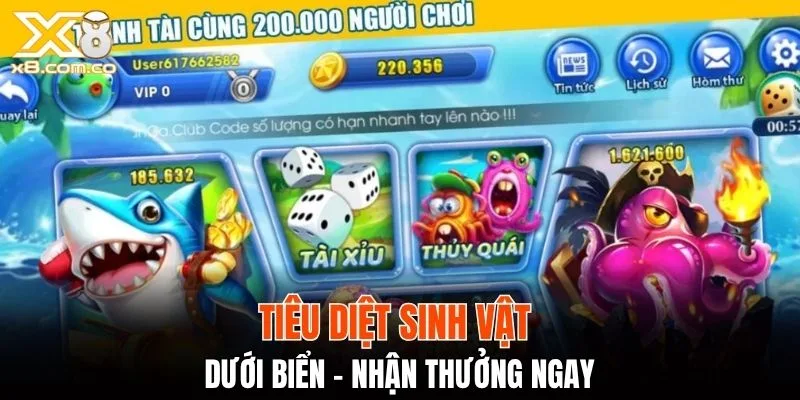 Tiêu diệt sinh vật dưới biển - nhận thưởng ngay